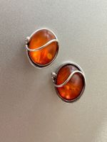 Vintage 925er Silber Ohrringe mit Bernstein