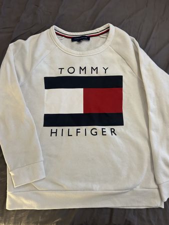 Tommy Hilfiger Pullover weiss Logo Grösse M 