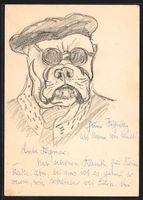 Künstler Handgemalt: Hund mit Mütze un