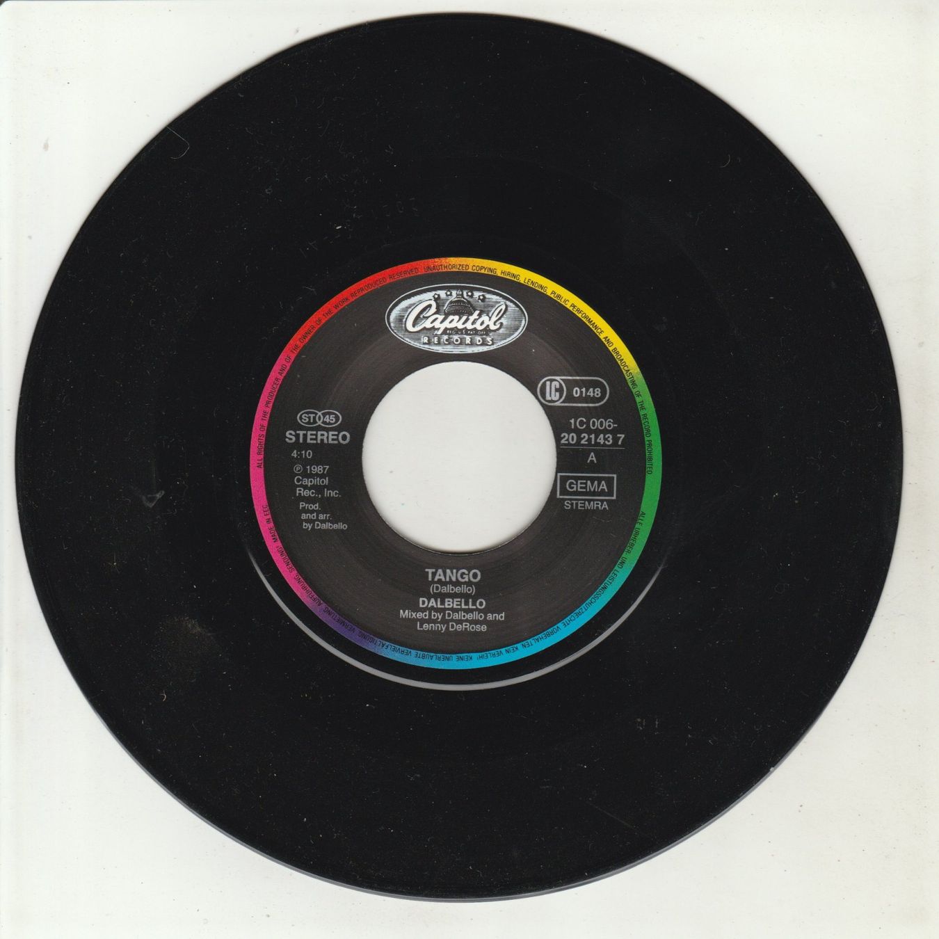 Schallplatten: Dalbello - Tango 7" Vinyl 1987 – Gebraucht aus Tübach von JamesStone 2