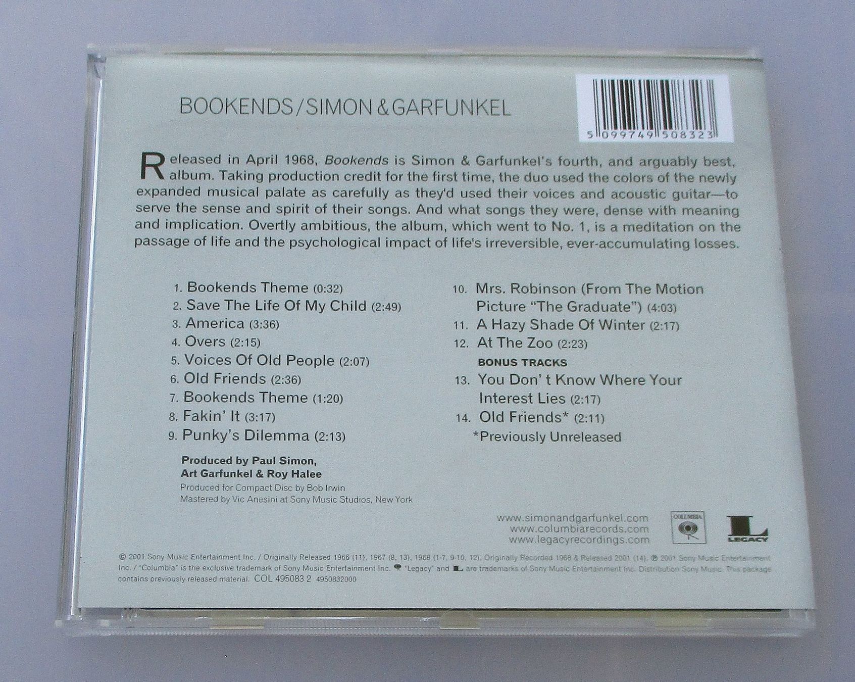 CD: SIMON & GARFUNKEL - Bookends - Remastered + Bonustracks – Usato da Wattwil venduto da Muriel11 1