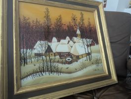 Signed Hinterglasmalerei – Naive Art Reverse Glass Painting