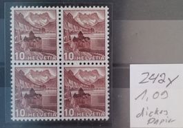 A56) 242y.1.09, Schloss Chillon, Abart dickes Papier 4-Block