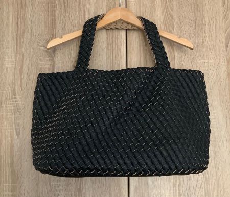 Shopper schwarz geflochten tierfrei vegan Leder