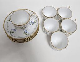 Herend Ungarn Tassen Set 6 Stück handbemalt Goldrand