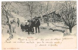 Landwirtschaft/Schlitteln 1905 mit Fuhrwerk VD/FR?