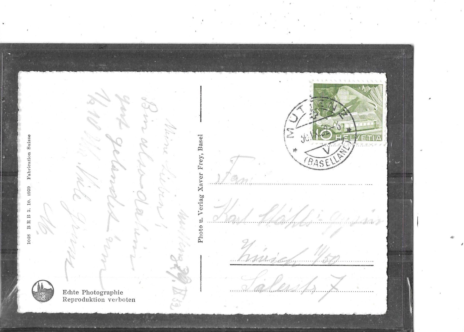 Ansichtskarten: BL Muttenz 1952 Wartenberg – Gebraucht aus Schocherswil von Wilare 1