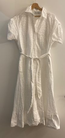 Zara Hemdblusenkleid mit Lochstickerei weiss Gr. XL