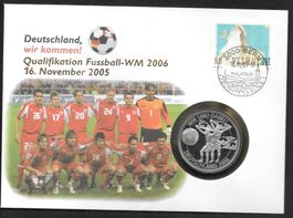 Münzbrief Fussball WM 2006 Deutschland Qualifikation Schweiz