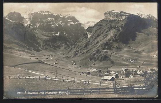 Cartoline postali: Marwies-Ebenalp, Panorama mit Schwendi – Usato da Berlin venduto da bartko-reher