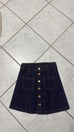 Stylish Denim Mini Skirt with Button Front - Size 34