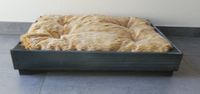 Katzenbett Hundebett aus Holz mit Kissen 60 x 40 cm grau
