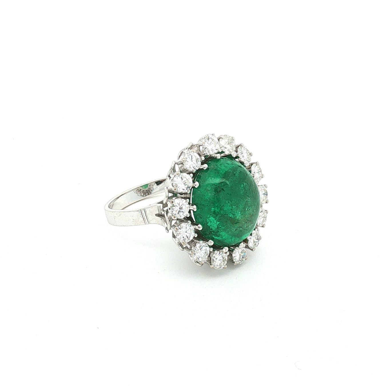 Anelli: SMARAGD RING MIT DIAMANT ENTOURAGE IN 585 WEISSGOLD – Usato da Luzern venduto da EdiGem 3