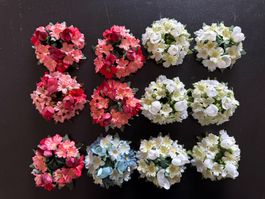 12er Set Deko-Blumen, Kerzenringe, frühlingshaft, für Tis...