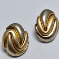 Vintage Ohrclips vergoldet abstraktes Wellen Design #C1