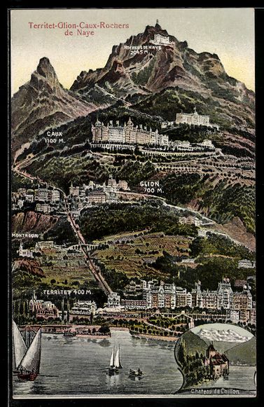Cartoline postali: Territet, Territet-Gilon-Caux-Rochers de – Usato da Berlin venduto da bartko-reher