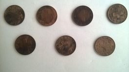 7 pièces 2 ct 1948 ,51 , 57 , 58 , 63 , 68 , 70 bon état