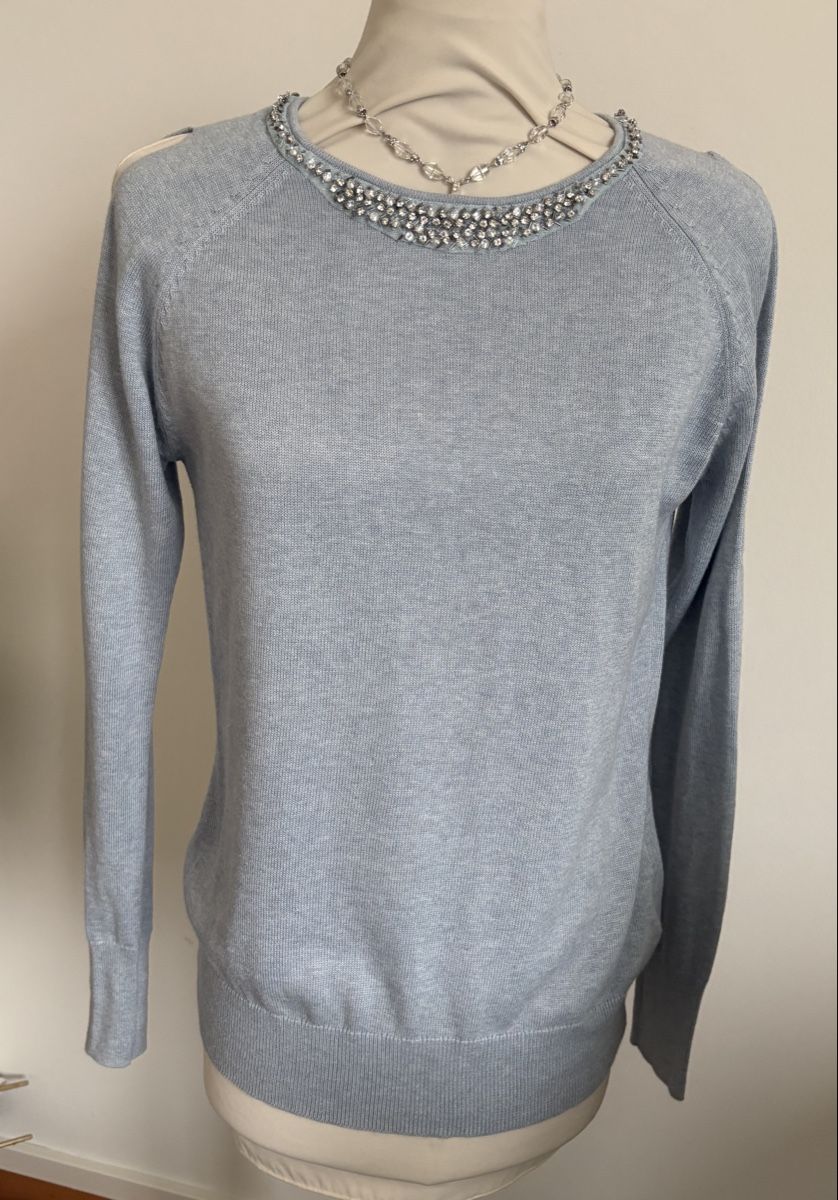 Maglioni & Felpe: BELLE VERE baumwolle cut-out Strickpullover Hellblau 38 M – Usato da Rheinfelden venduto da nad_6hrl