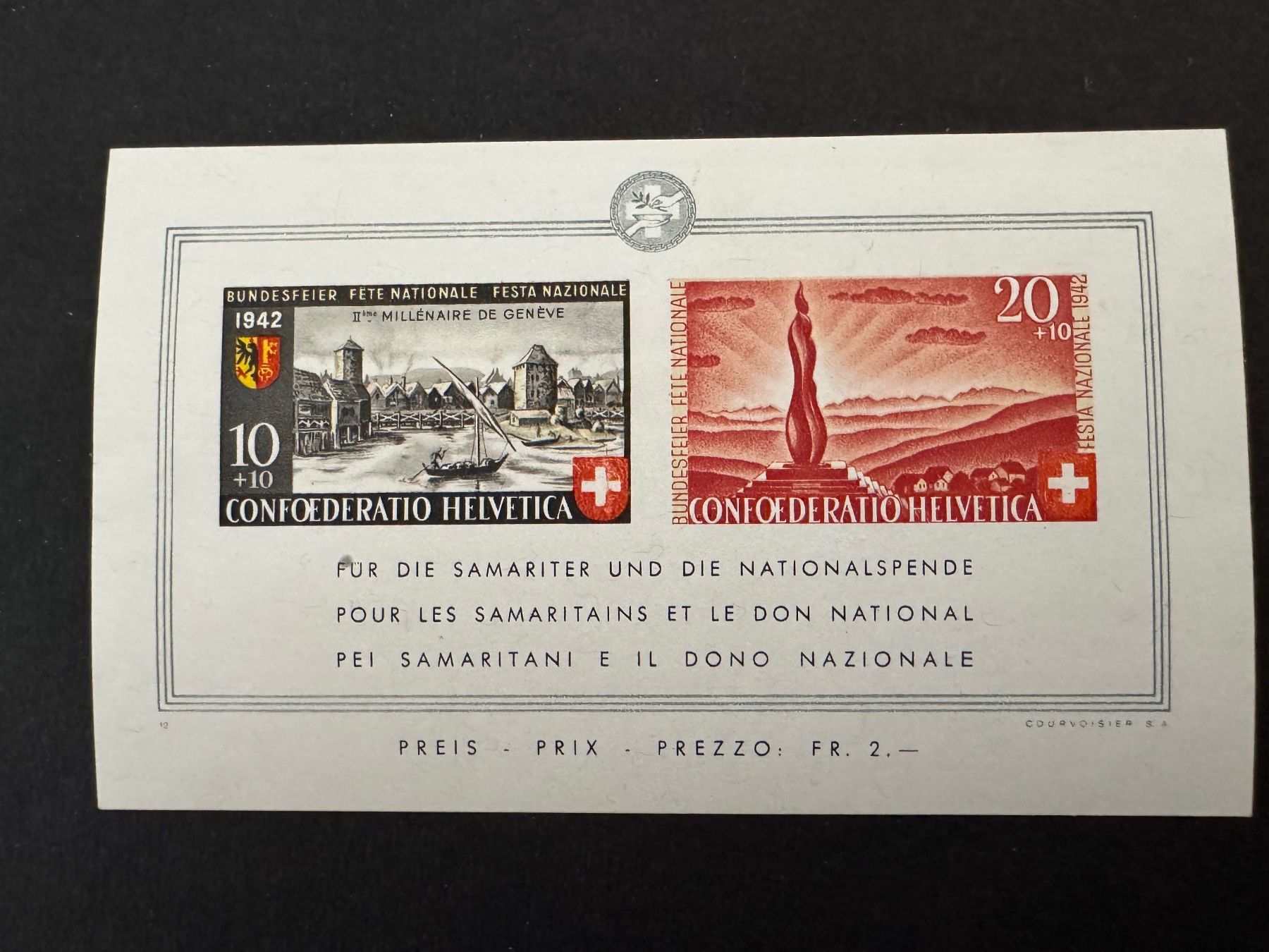 Alle Briefmarken: Pro Patria 1942, Block mit 17.3.01, postfrisch – Neu (gemäss Beschreibung) aus Stallikon von HILDECH1 1