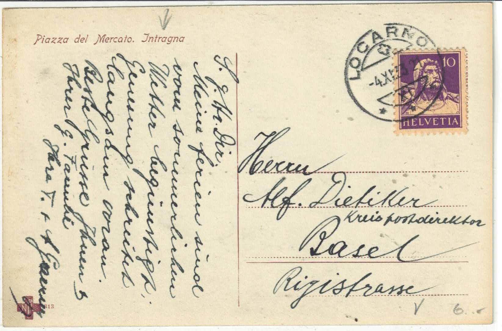 Cartoline postali: Piazza del Mercano - Intragna - animee – Usato da Ettingen venduto da Kartenplanet 1