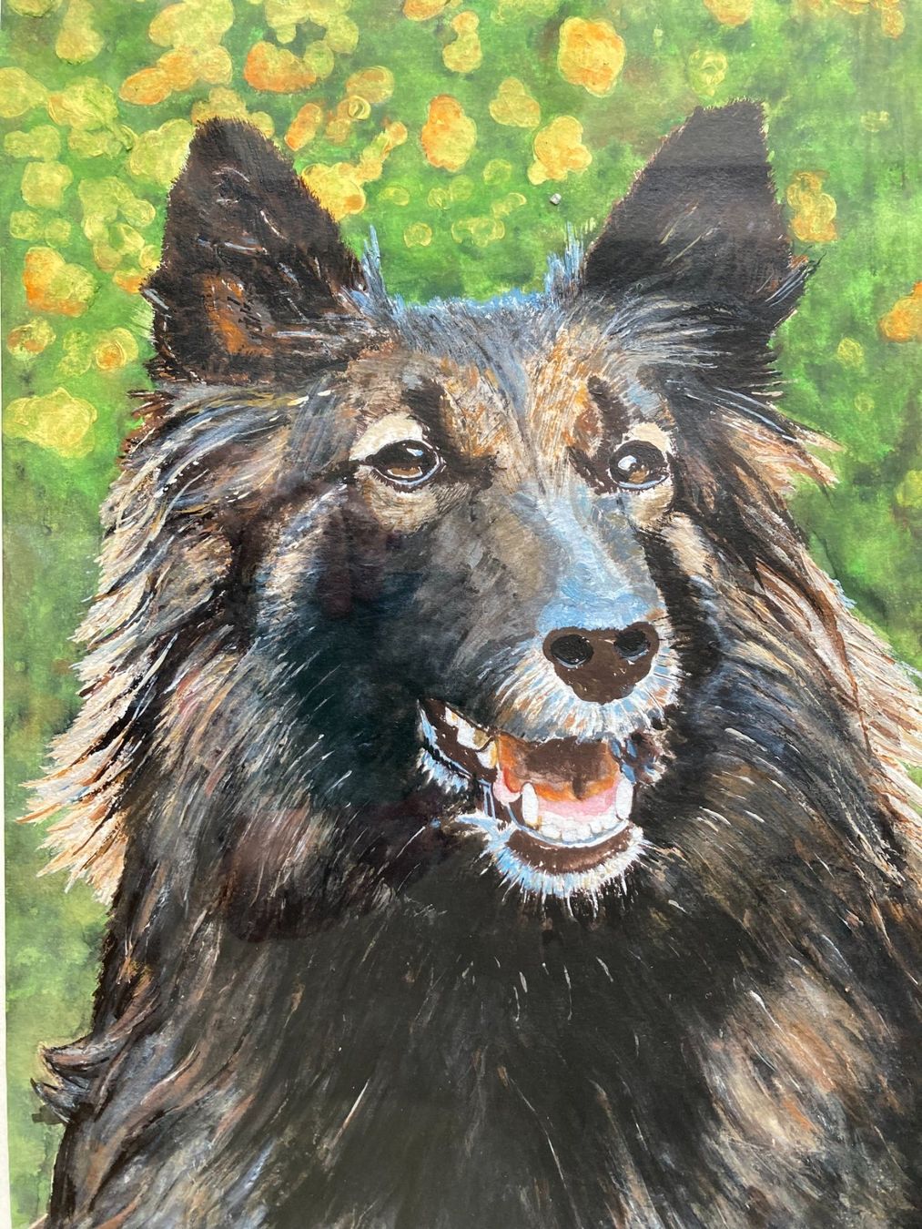 Dipinti: GEMÄLDE  Hund  Schäfer  monogrammiert 2003  gerahmt / Glas – Usato da Subingen venduto da ArtBead