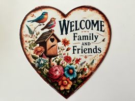 Rustic Heart-Shaped Welcome Sign, Aluminum