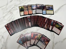100 zufällige Magic Karten Farbe rot + 7 Land Karten (Mana)