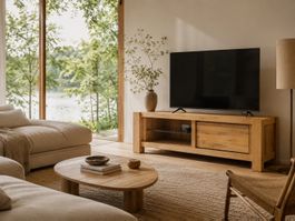 Modern TV Stand Solid Oak Wood - new