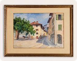 Aquarelle ancienne suisse de 1945 – Capolago (Tessin)