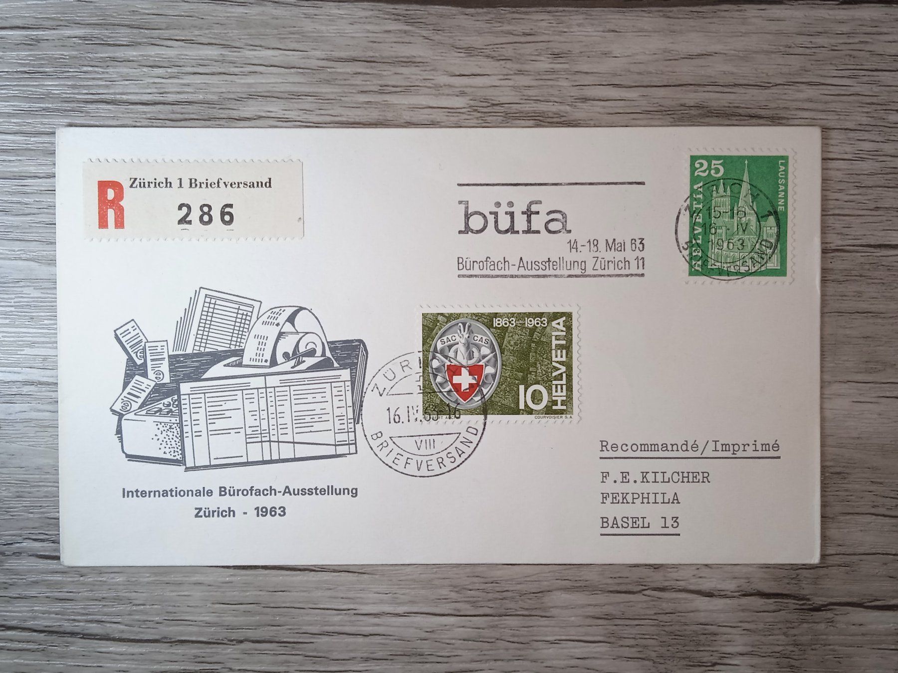 Tutti i francobolli: TR47 Enveloppe + Timbre Suisse 1963 – Usato da Cousset venduto da Patrick_Collections