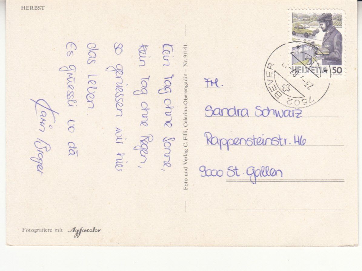 Ansichtskarten: Motivkarte Herbst 1987 – Gebraucht aus Bürglen TG von StampGraf 1