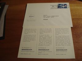 Sonderbrief 25 Jahre Swissair, mit Karte Swissair 1956