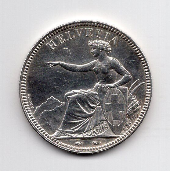 Tutti le monete: (1231) CH, 5 Franken 1850, fast stgl – Usato da Rüthi (Rheintal) venduto da erdnuessli1 1