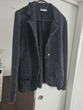 Schwarzer Blazer Gr. M von Algo Bonito Glitzer Fransen