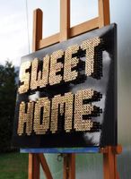 SWEET HOME Wanddekoration Handmade Unikat 1034 Schrauben LED
