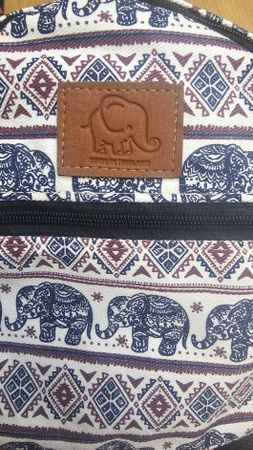 kleine Rucksack Tasche, Elefantenmuster, Stoff, neu