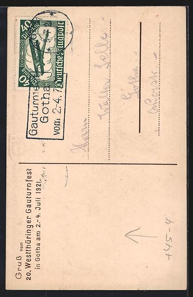 Cartoline postali: Gotha, 20. Westthüringer Gauturnfest 19 – Usato da Berlin venduto da bartko-reher 1