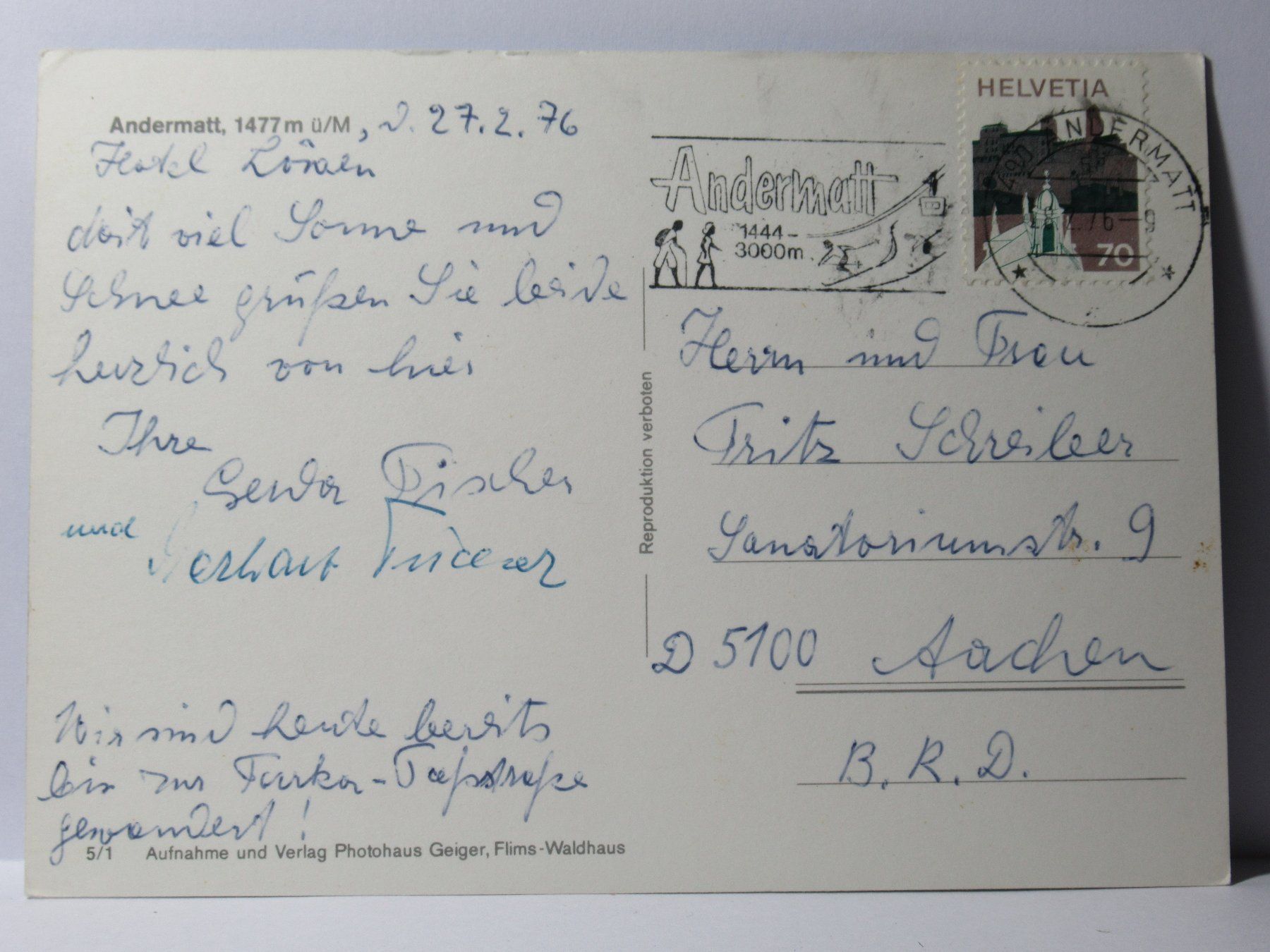 Cartoline postali: Andermatt , Bergbahn , Gondel , Hotel – Usato da Grenchen venduto da frechri 1