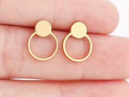 Ohrstecker goldig Runder Kreis/Mond (1.2 x 0.9 cm)