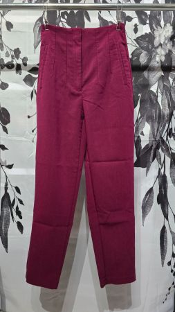 Zara High-Waist Stoffhose - XS - Magenta