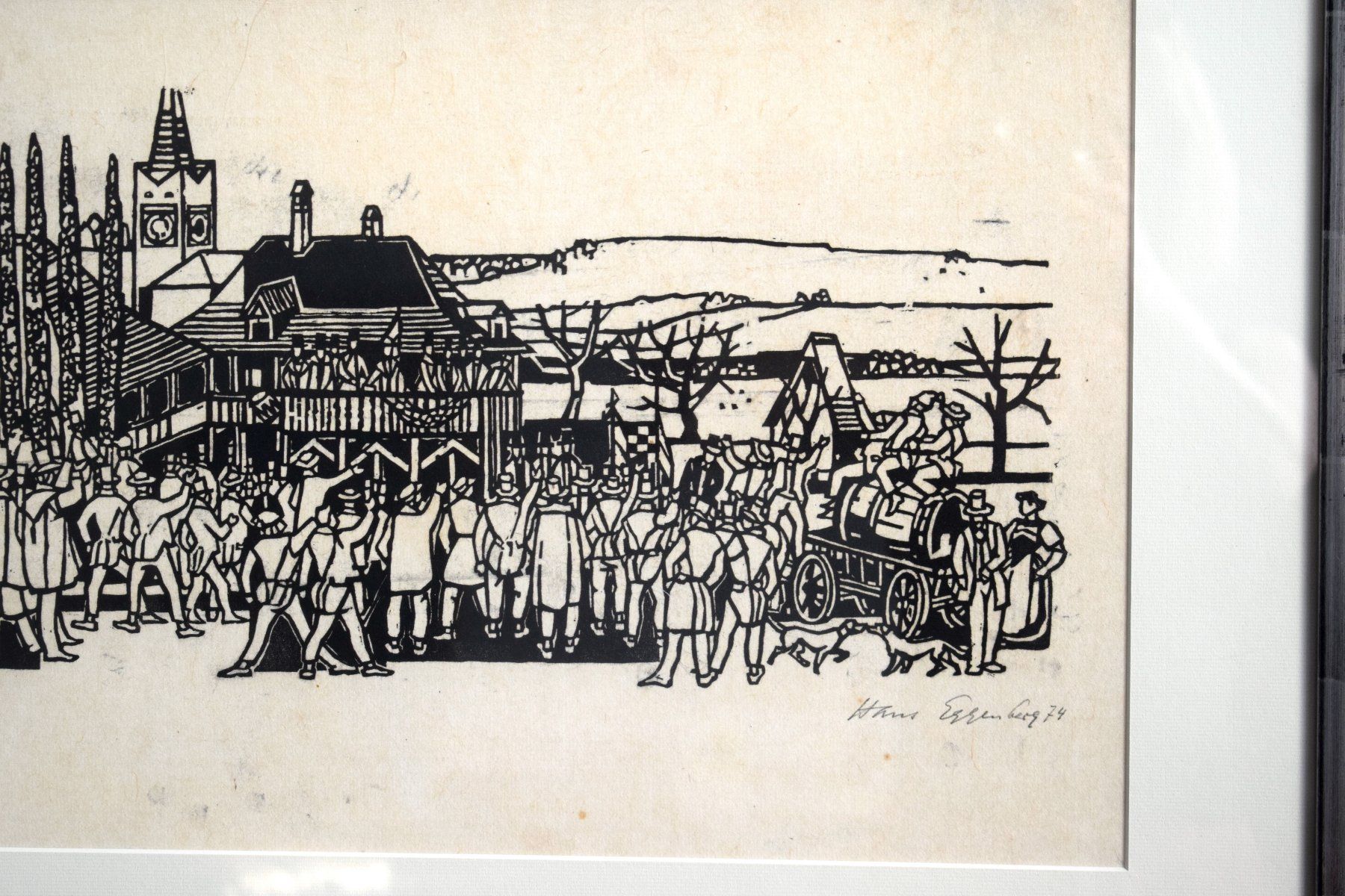 Dipinti: Hans EGGENBERG Festgemeinde Radierung 1974 Münsingen – Usato da Zürich venduto da kunstarchiv.online 4