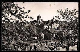 AK Cossonay, Vue générale du village avec église et vignoble