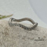Wellen Ring Edelstahl - Zirkonia - Grösse 58