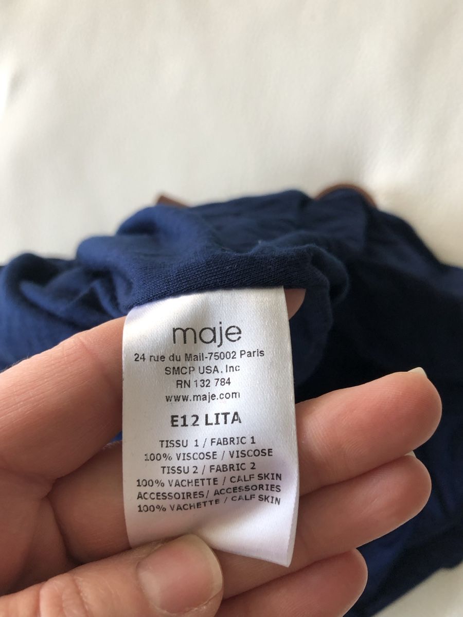 Maje Vestiti: Maje robe bleu marine avec cuir – Nuovo (secondo la descrizione) da Cointrin venduto da sacha1981 4