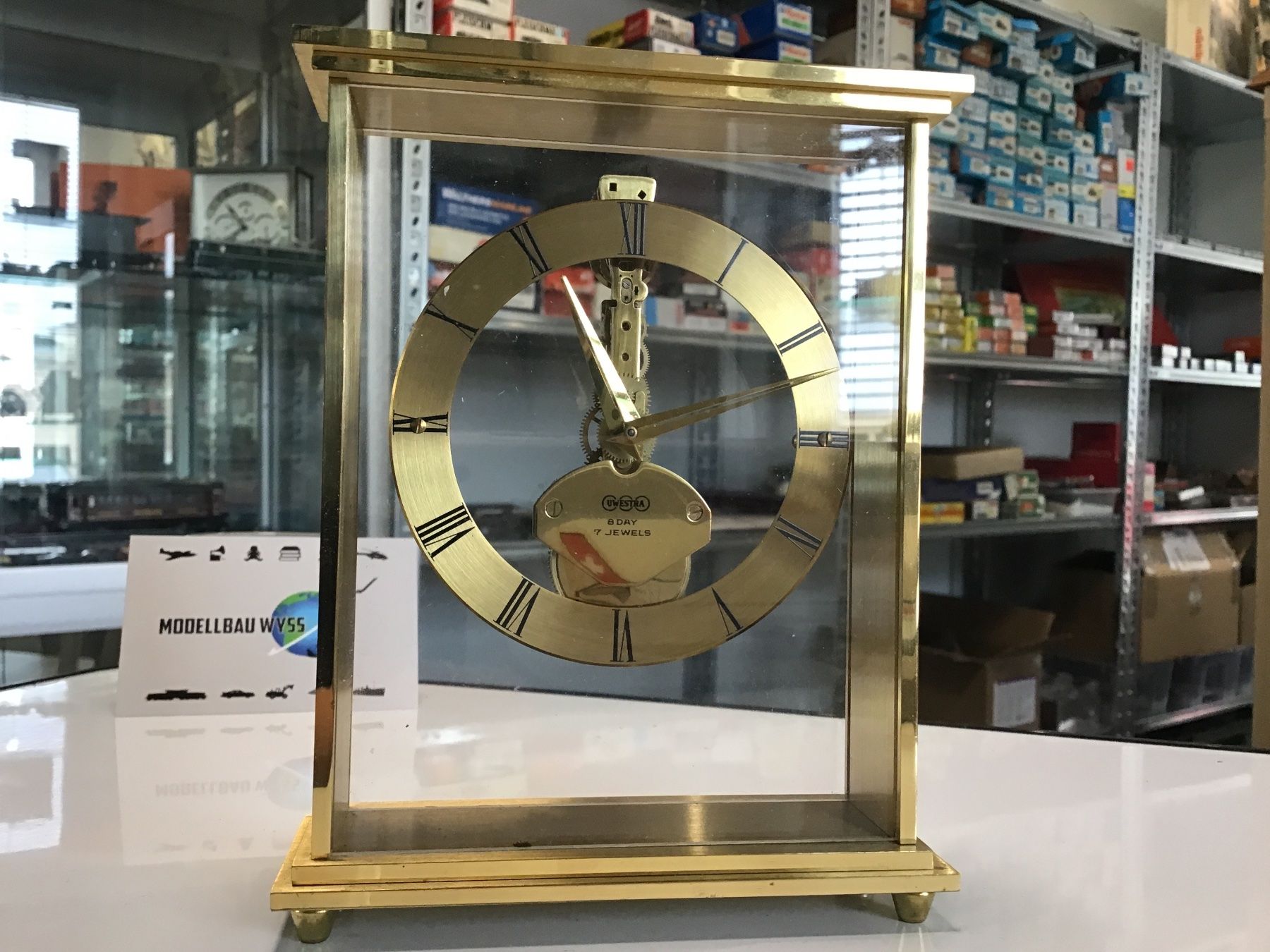 Orologi da terra & Orologi da parete: BDAI Tischuhr Messing, 7 Jewels, – Usato da Männedorf venduto da Modell-Spezialisten 1
