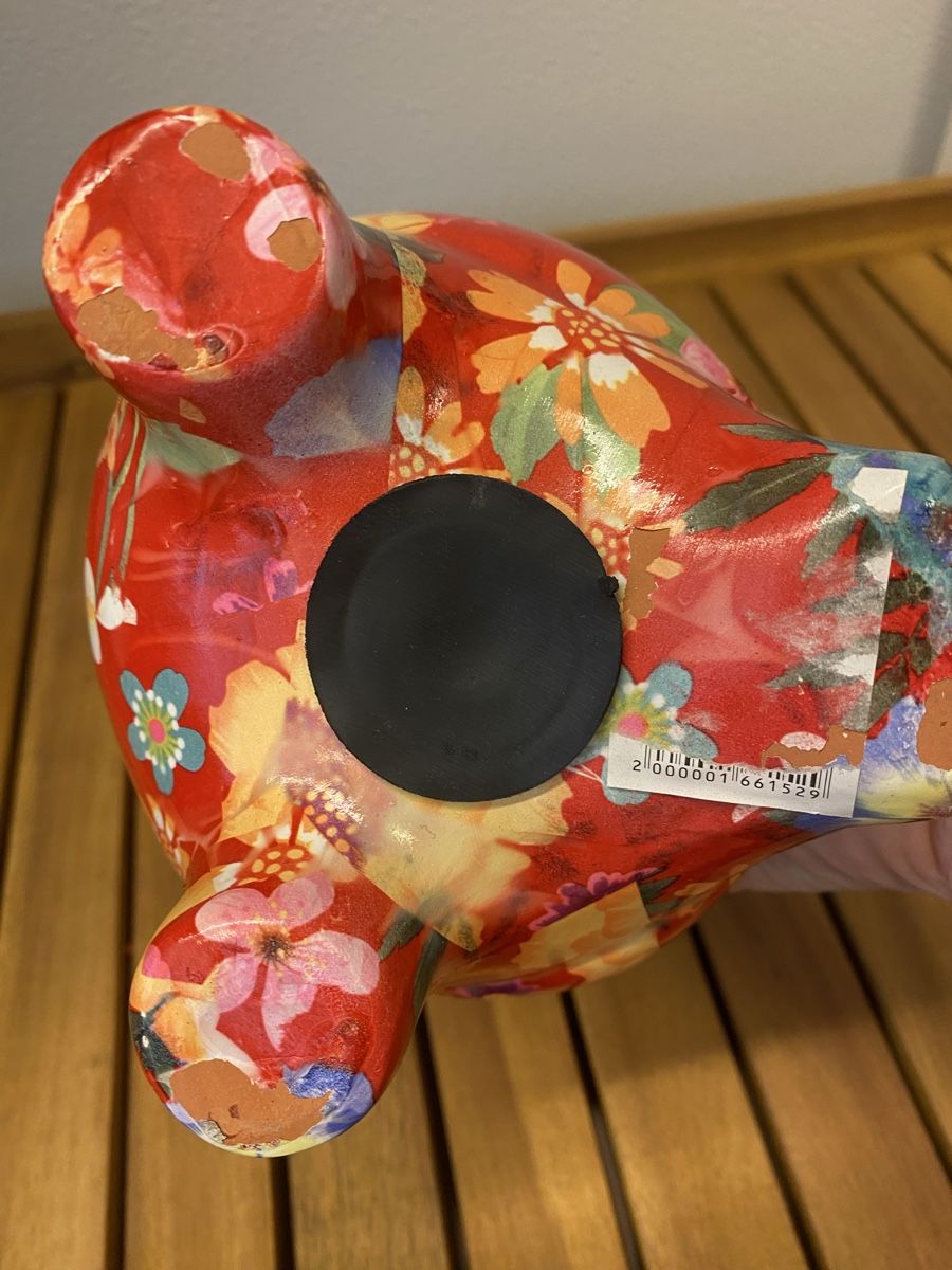 Salvadanai: Sparschwein Eule rot mit Blumenmuster neu – Usato da Alosen venduto da .AMEA. 2