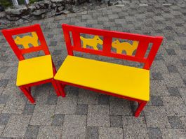 Kindermöbel Set rot gelb Bank und Stuhl guter Zustand IKEA