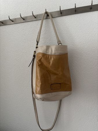 Beige Vintage Damen Handtasche aus Leder