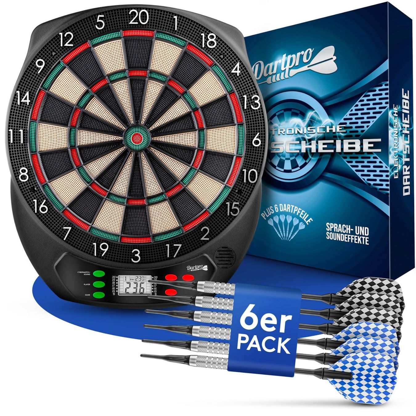 Tiro con l'arco: Elektronische Dartscheibe Dartautomat 65 Spiele LCD Display – Nuovo e nell'imballaggio originale da Herisau venduto da Serenco
