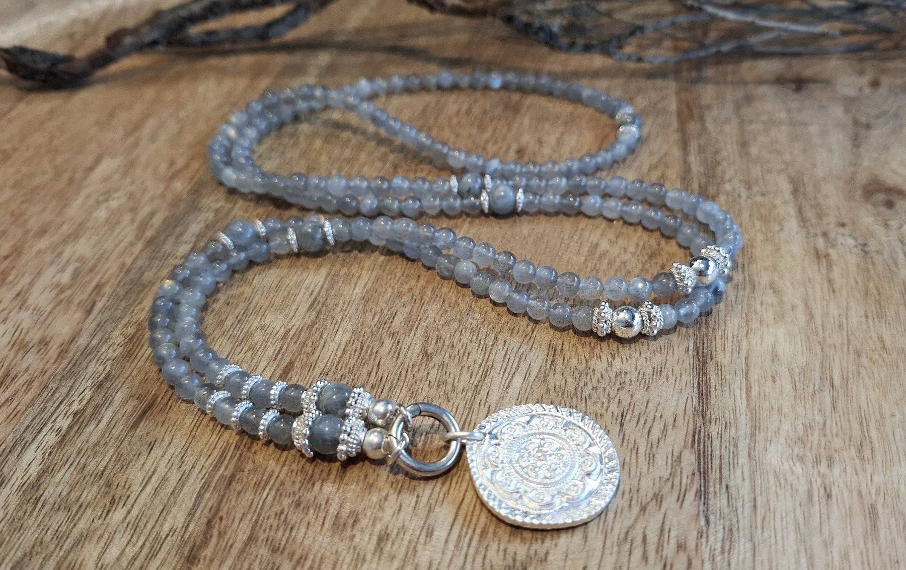 Catenine: LABRADORIT -  Edelsteinkette - Sterling Silber - grau – Nuovo e nell'imballaggio originale da Mühlethal venduto da nicita-modeschmuck 1